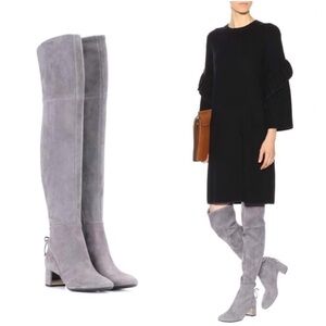 Tory Burch Laila Gray Suede Over-the-Knee Boots Size 8.5